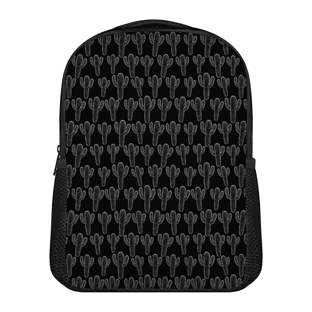 Black And White Cactus Pattern Print Casual Backpack