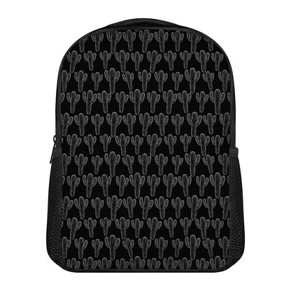 Black And White Cactus Pattern Print Casual Backpack