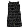 Black And White Cactus Pattern Print Cotton Front Slit Maxi Skirt