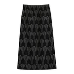 Black And White Cactus Pattern Print Cotton Front Slit Maxi Skirt