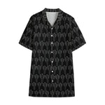 Black And White Cactus Pattern Print Cotton Hawaiian Shirt