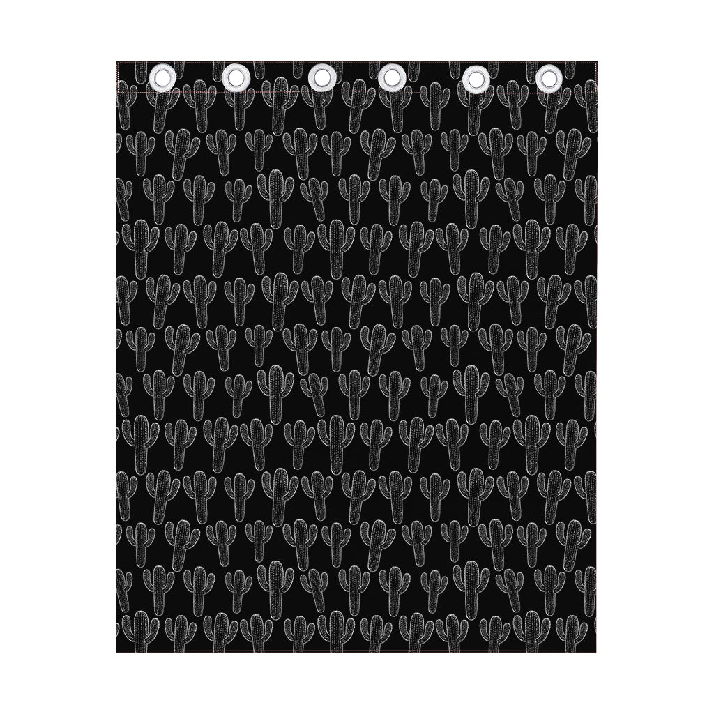 Black And White Cactus Pattern Print Curtain