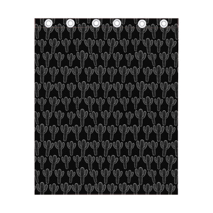 Black And White Cactus Pattern Print Curtain