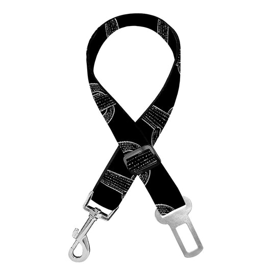Black And White Cactus Pattern Print Dog Seat Belt