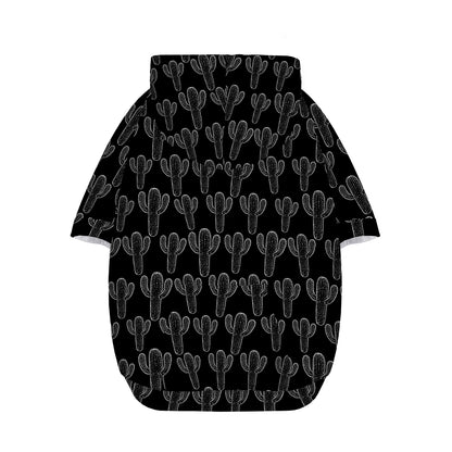 Black And White Cactus Pattern Print Dog Zip Up Hoodie