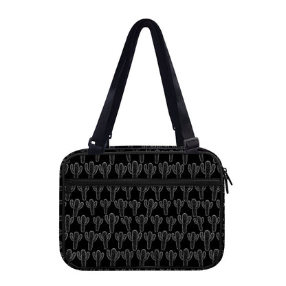 Black And White Cactus Pattern Print Double Strap Bible Bag