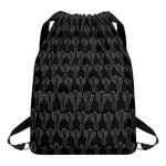 Black And White Cactus Pattern Print Drawstring Backpack