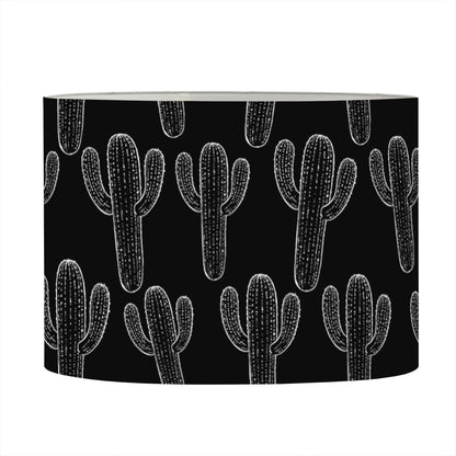 Black And White Cactus Pattern Print Drum Lamp Shade