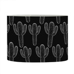 Black And White Cactus Pattern Print Drum Lamp Shade