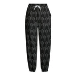 Black And White Cactus Pattern Print Fleece Lined Knit Pants