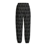 Black And White Cactus Pattern Print Fleece Lined Knit Pants