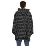 Black And White Cactus Pattern Print Hoodie Blanket