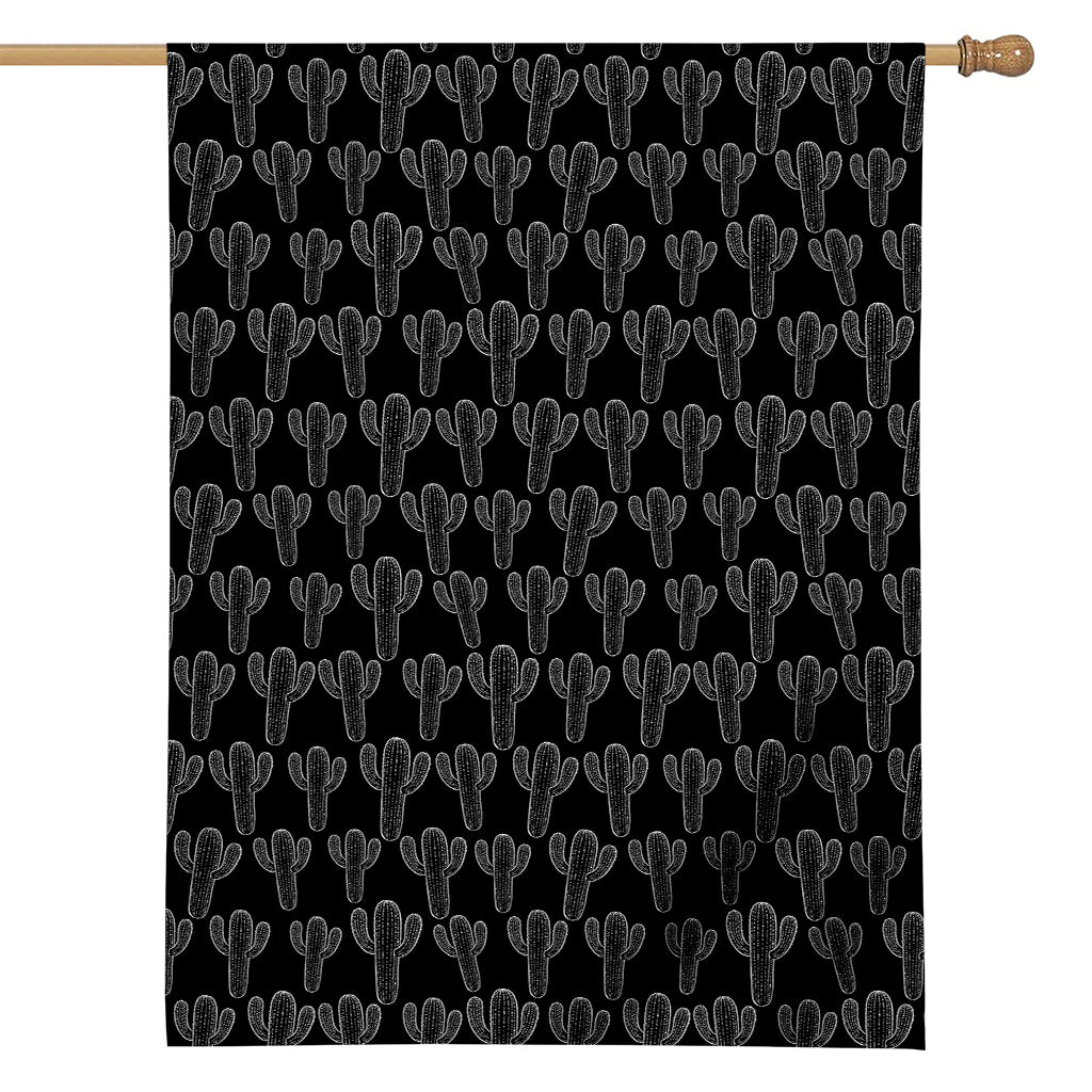 Black And White Cactus Pattern Print House Flag