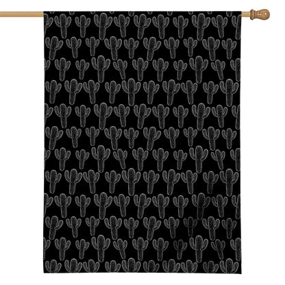 Black And White Cactus Pattern Print House Flag