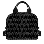 Black And White Cactus Pattern Print Insulated Lunch Bag