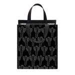 Black And White Cactus Pattern Print Insulated Lunch Tote
