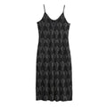 Black And White Cactus Pattern Print Jersey Midi Cami Dress