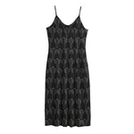 Black And White Cactus Pattern Print Jersey Midi Cami Dress