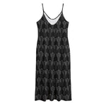 Black And White Cactus Pattern Print Jersey Midi Cami Dress