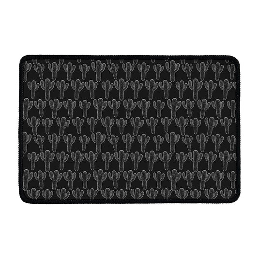Black And White Cactus Pattern Print Kitchen Mat
