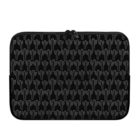 Black And White Cactus Pattern Print Laptop Sleeve