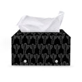 Black And White Cactus Pattern Print Leather Tissue Box Cover