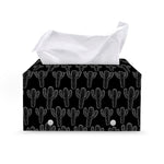 Black And White Cactus Pattern Print Leather Tissue Box Cover