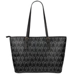Black And White Cactus Pattern Print Leather Tote Bag