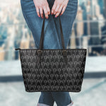 Black And White Cactus Pattern Print Leather Tote Bag