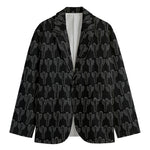 Black And White Cactus Pattern Print Men's Cotton Blazer