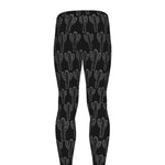 Black And White Cactus Pattern Print Men's leggings