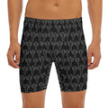 Black And White Cactus Pattern Print Men's Long Boxer Briefs