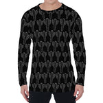 Black And White Cactus Pattern Print Men's Long Sleeve T-Shirt