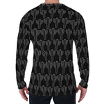 Black And White Cactus Pattern Print Men's Long Sleeve T-Shirt