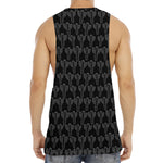 Black And White Cactus Pattern Print Men's Muscle Tank Top