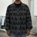 Black And White Cactus Pattern Print Men's Shirt Jacket