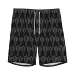 Black And White Cactus Pattern Print Men's Sports Shorts
