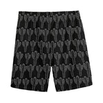 Black And White Cactus Pattern Print Men's Sports Shorts