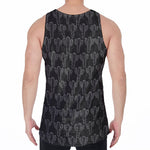 Black And White Cactus Pattern Print Men's Velvet Tank Top