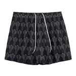 Black And White Cactus Pattern Print Mesh Shorts
