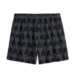 Black And White Cactus Pattern Print Mesh Shorts
