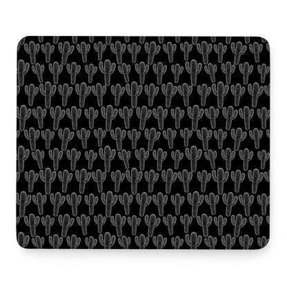 Black And White Cactus Pattern Print Mouse Pad