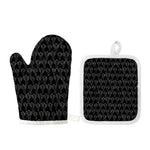 Black And White Cactus Pattern Print Oven Mitt And Pot Holder Set