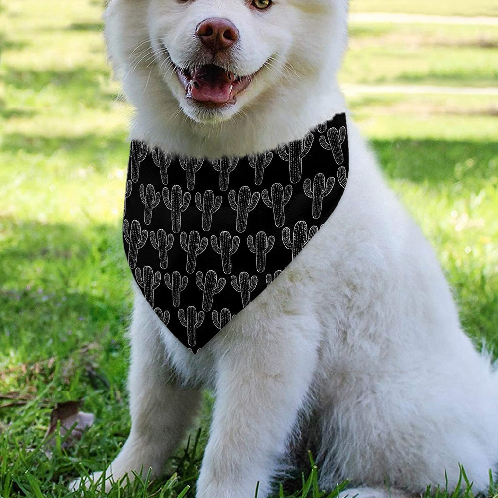 Black And White Cactus Pattern Print Over The Collar Dog Bandana