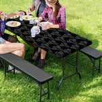 Black And White Cactus Pattern Print Picnic Table Cover