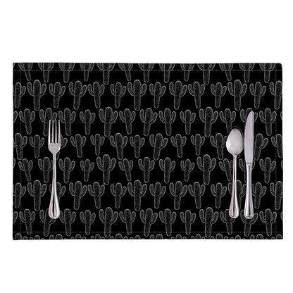 Black And White Cactus Pattern Print Placemat