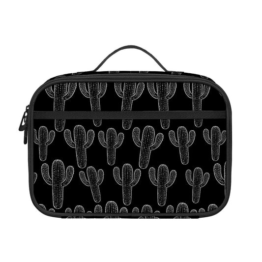 Black And White Cactus Pattern Print Portable Lunch Bag