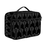 Black And White Cactus Pattern Print Portable Lunch Bag