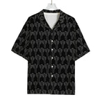 Black And White Cactus Pattern Print Rayon Hawaiian Shirt