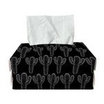 Black And White Cactus Pattern Print Rectangle Tissue Box Cover